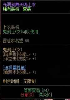 dnf刃影时装上衣技能选择什么