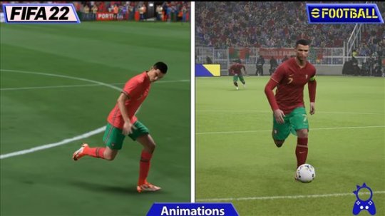 《eFootball 2022》对比《FIFA 22》 球员面部和动作展